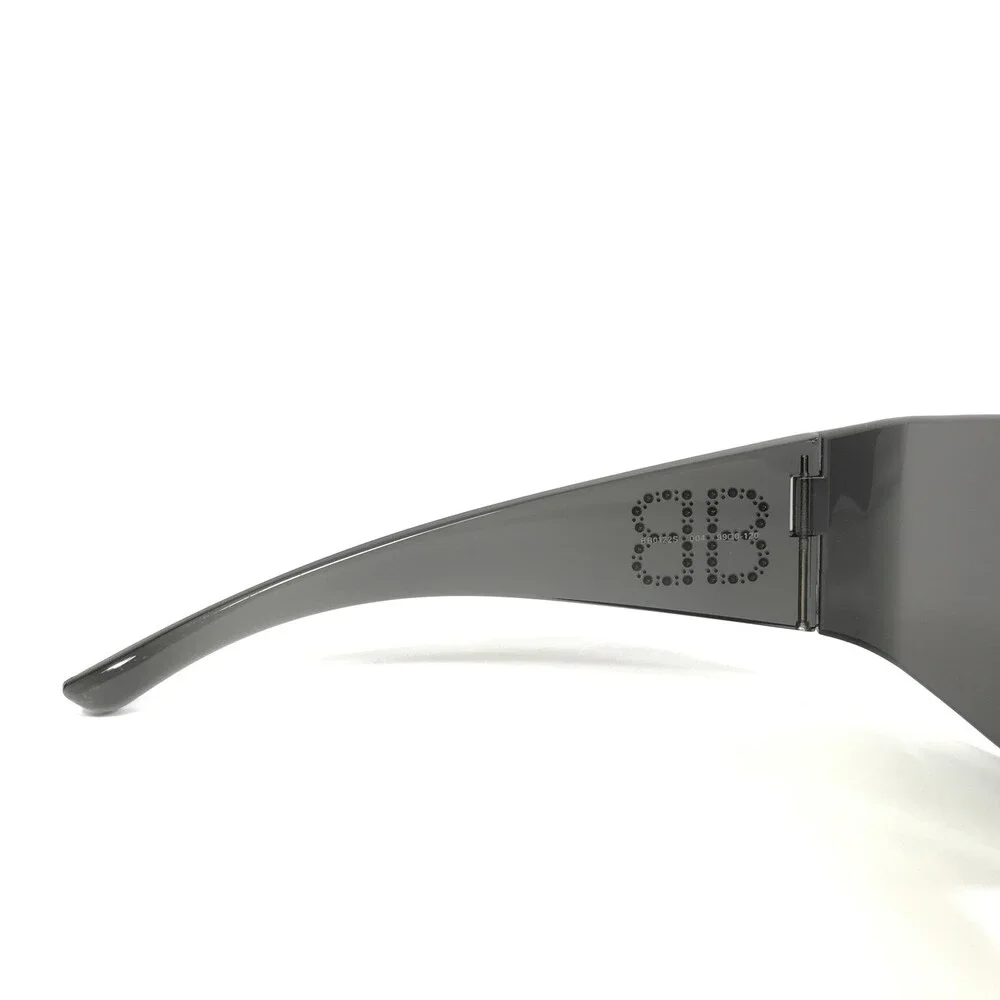 Balenciaga Sunglasses BB0122S 004 Gray Oversized Shield Frames With Gray Lenses